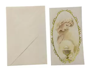 6 BIGLIETTI AUGURI PARTECIPAZIONE COMUNIONE CRESIMA IN CARTA PERGAMENA CM 16 - Foto 1 di 2