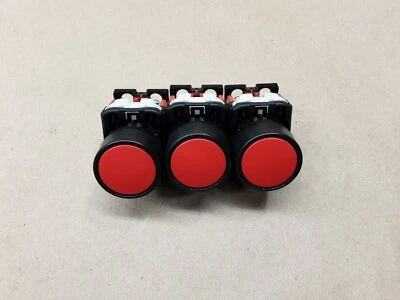 Lote de 3 Fuji Eléctrico AR22FOR Momento Rojo Pulsador Al ras #2024I46*AD  Foto 1 de 3