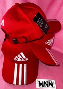 ADIDAS Cap Embroidered White 3 Stripes Adjustable RED Baseball Cap QLD Seller - Picture 1 of 7