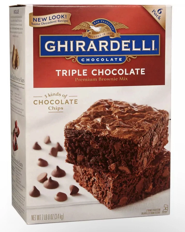Nuevo Ghirardelli Triple Chocolate Premium Brownie Mix - Paquete de 6 Mezcla a granel, 7,5 lb Foto 1 de 2