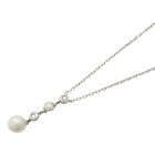 MIKIMOTO Pearl Diamond Necklace 18KWG White Gold White Pendant