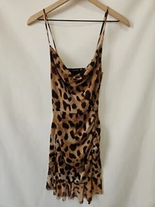 Boohoo leopard print cowl neck dress 8 Y2k - Picture 1 of 4