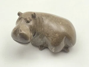 Simbabwe Shona Serpentin Stein Skulptur Nilpferd Afrikanische Kunst Tier Vintage  - Bild 1 von 9