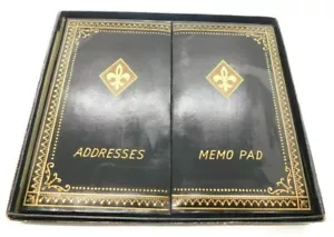 Vintage Schreibtisch Memo Block & Telefon Adressblock Box Fleur-De-Lis - Bild 1 von 5