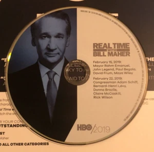 2019 EMMY DVD REAL TIME WITH BILL MAHER JOHN LEGEND MAYOR RAHM EMANUEL RARE - Picture 1 of 5