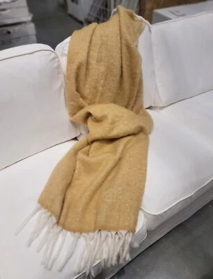 IKEA EKKRONMAL Throw Blanket Shawl Mustard Yellow 51x67" Fuzzy Textured Soft - Image 1 of 4