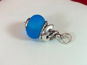 James Avery RETIRE RARE Sterling Silver Anchor Dark Blue Glass Finial Charm - Picture 1 of 5