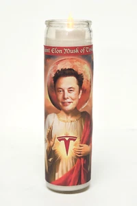Saint Elon Musk Religious Candle with Tea Light 8" x 2" Handmade - New - Picture 1 of 4