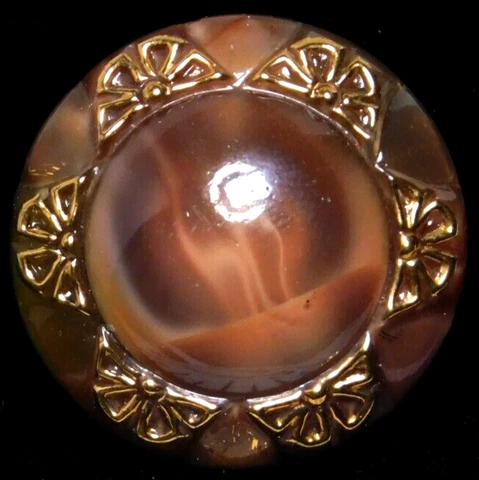 Antique Vtg Moonglow Glass BUTTON w Butterflies NICE Cover