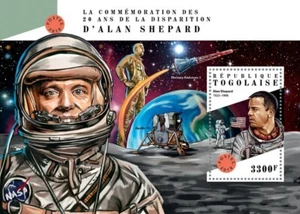 ALAN SHEPARD NASA Apollo 14 Astronaut 1st US Man in Space Stamp Sheet 2018 Togo - Picture 1 of 1
