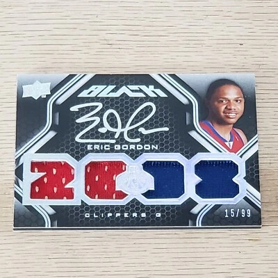 2008-09 UD Black Eric Gordon Clippers 2 Patch On Card Autograph RC #48 SP 15/99 - Image 1 of 4