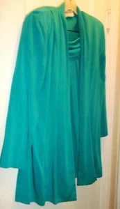 Maggie Lawrence Vintage Turquoise Skirt Set Suit Tunic Top Textured Fabric Sz M - Picture 1 of 6