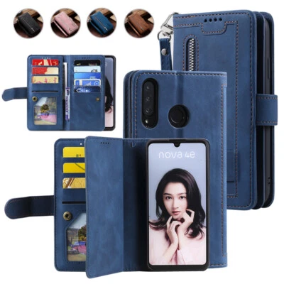 Zip Leather Wallet Case Multi Card Flip Cover for Huawei P40/P30/P20 Lite Pro - Image 1 of 4