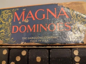 Set of 28 Vintage Magna Dominoes The Embossing Company W/ Original Box - Picture 1 of 6