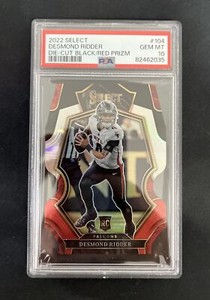 2022 Panini NFL Select Desmond Ridder Rookie Die-Cut Black/Red Prizm #104 PSA 10