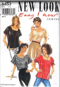 New Look Sewing Pattern 6185 SHORT SLEEVED PULLOVER BLOUSES Size 8-18 Uncut - Picture 1 of 2