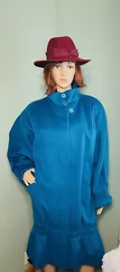 Portrait Coat Vintage Wool Unique Cinched Bottom And Cuffs Turquoise Lined NICE - Picture 1 of 24