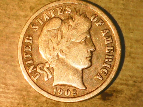 1902 P Barber Dime - U.S. 10 cents silver coin Cover