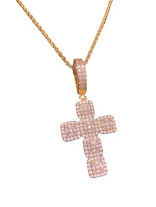18k vergoldet Kreuz Kette Anhänger Zirkonia CZ Kette 18K vergoldet - Bild 1 von 5