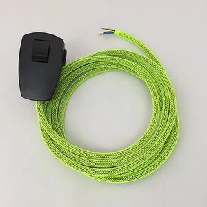2 m câble textile de raccordement réticulaire Neon Jaune Bouchon/Interrupteur - Bild 1 von 3