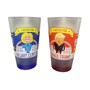 2er Set Flying Saucer Pint Gläser "2016 Election Get Up & Vote"; Trump - Bild 1 von 10