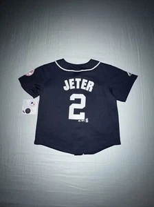 Majestic GENUINE New York YANKEES BLUE DEREK JETER Baseball Jersey SZ. 4 - Picture 1 of 12