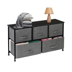 Modern Chest of Drawers Fabric 5 Drawer Dresser Cabinet for Bedroom Living Room - Picture 1 of 13