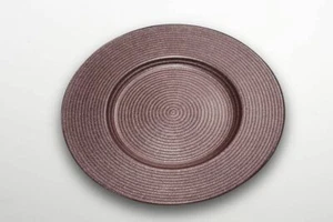 Sottopiatto in vetro rosa decorato a mano con riflessi dorati - Imagen 1 de 1