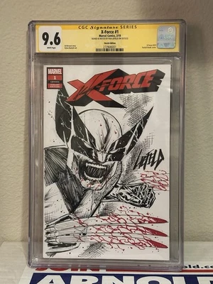 X-Force #1 Variante en Blanco CGC Signature Series 9.6 Rob Liefeld Wolverine Boceto Foto 1 de 3