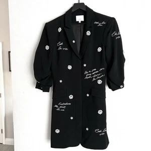 CINQ À SEPT Joel Mini-Blazerkleid mit Kunstperlenverzierung Schwarz Größe 8 - Bild 1 von 12