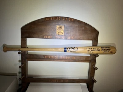 Bate de béisbol firmado por Stan Musial fuertemente inscrito STAT certificado de autenticidad Reggie Jackson Foto 1 de 4