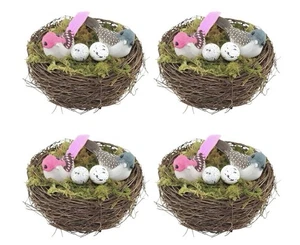 4er Set, Künstliche Nest Vögel Rosa Hellbraun Deko Eier Basteln Fotografie NEU - Bild 1 von 5