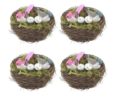 Juego de 4, Nido Artificial Pájaros Rosa Bronceado Huevos Decorativos Artesanal Fotografía NUEVO Foto 1 de 4