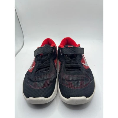 Nike Revolution 3 Kids Toddler Running Shoes Black Red Hook & Loop Size 10C - Image 1 of 4