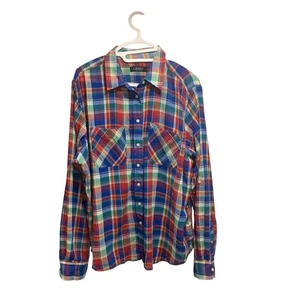 Top Lauren Ralph Lauren para mujer multicolor a cuadros de gasa manga larga con botones XL - Imagen 1 de 6