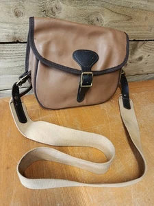 Vintage braune Leder Schrotpatrone Schießtasche mit Canvas Schultergurt - Bild 1 von 15