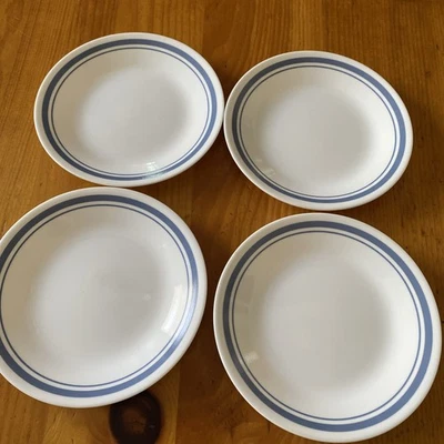 Juego de 4 platos de postre de pan Corelle 6 3/4” rayas azules pizarra patrón desconocido Foto 1 de 4