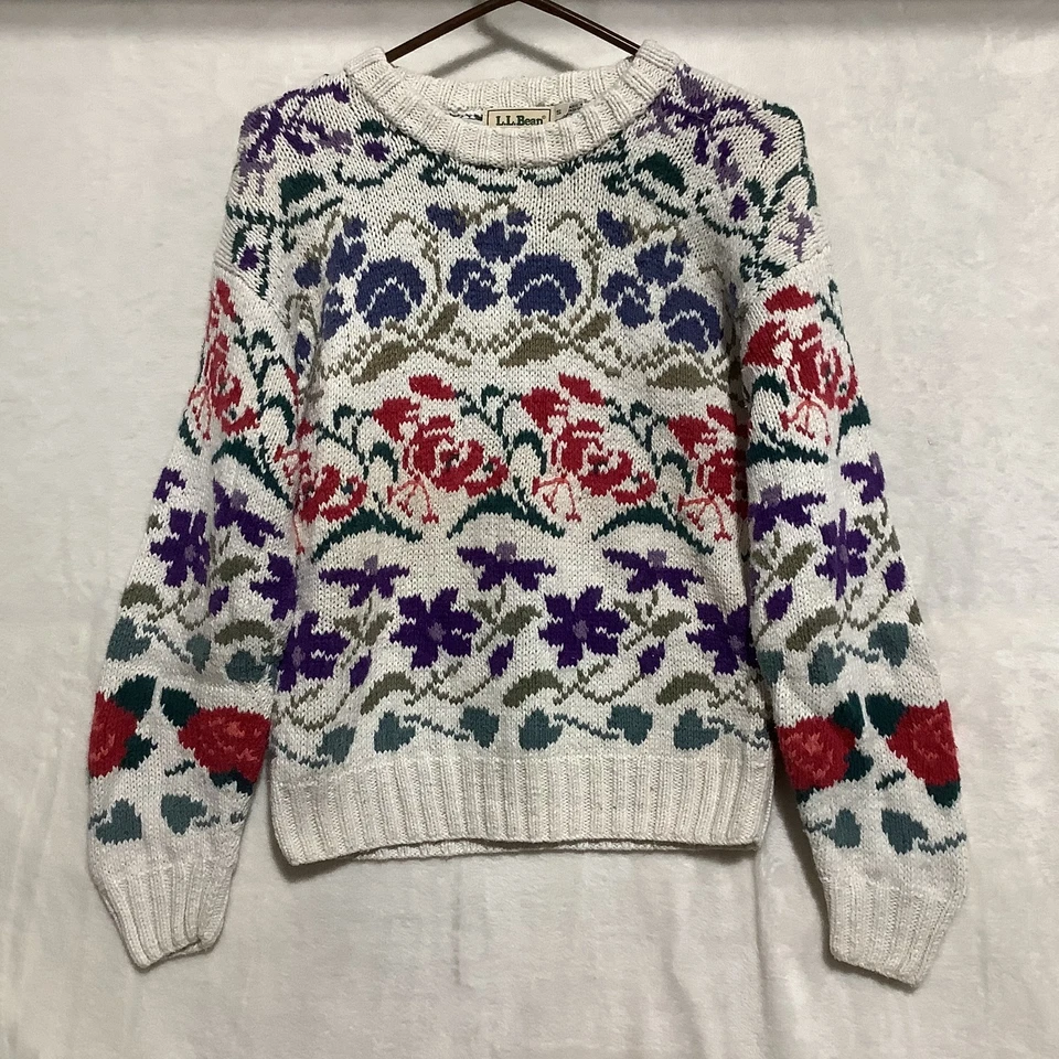 Suéter Jersey Tejido Pesado Talla S CottageCore LL Bean Fair Isle De Colección Foto 1 de 4