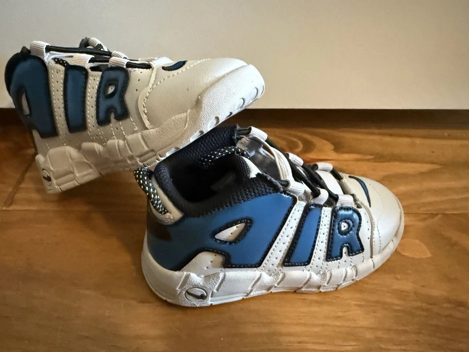 Nike Uptempo 9C Niños Zapatos Negro/Azul Tenis Niño Pequeño Foto 1 de 4