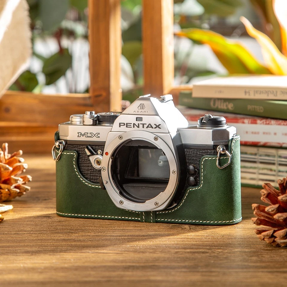 手工制作真皮半摄像头保护壳 保护套 适用于宾得 MX — 第 1/1 张图片