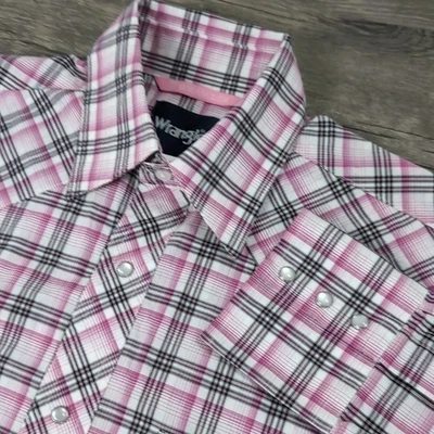 Camisa Wrangler Cáncer de Mama Para Hombre M Rayas Rosa Manga Larga Perla A Presión Usada en Excelente Condición Foto 1 de 4