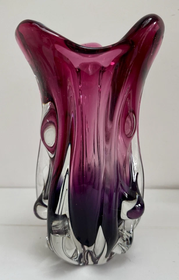 Vintage Bohemian Heavy Art Glass Vase By Josef Hospodka Chribska Glassworks - image 1 of 4