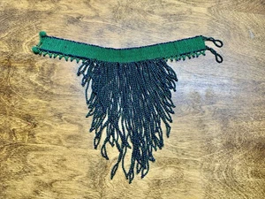 Vintage Tribal Necklace Cascade Choker Jewelry Green and Blue Handmade - Picture 1 of 6