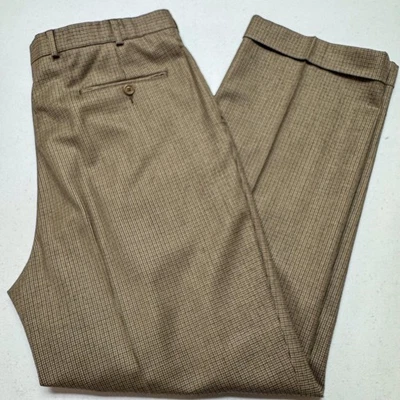 Brooks Brothers 346 Dress Pants Mens 36x31 Houndstooth Wool Cashmere Pleated - Image 1 of 4