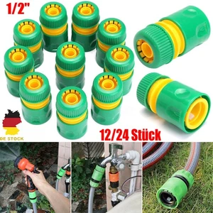 12/24Stk Schlauchverbinder 1/2 Zoll Kunststoff Gartenschlauch Adapter Anschluss - Bild 1 von 13