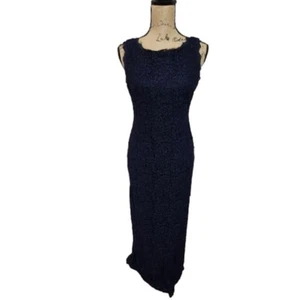Adrianna Papell Vestido Sin Mangas Largo Encaje Azul Marino Maxi Ocasión Especial Talla 8 Nuevo - Imagen 1 de 9