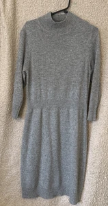 Vestido Jaeger Gris Tejido - Mezcla Lana y Cachemira, Mujer’s Mediano, Elegante Clásico - Imagen 1 de 9