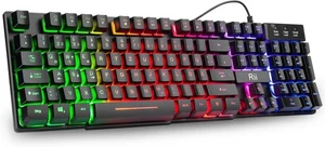 Rii Gaming Tastatur PC, PS4 Tastatur USB, Regenbogen Beleuchtete Tastatur LED - Bild 1 von 7