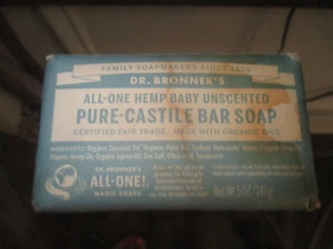 Dr Bronner's Hanf Baby unparfümierte rein-kastilische Seife 5 Oz. - Bild 1 von 3