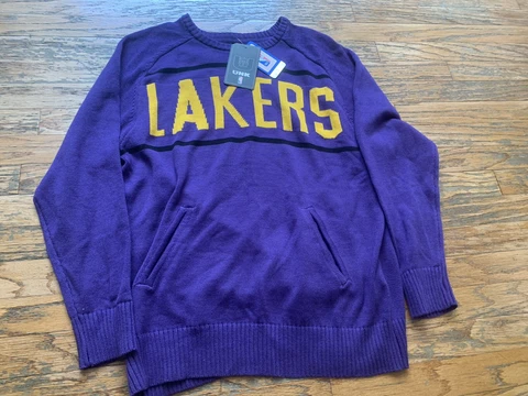 New Nwt UNK Los Angeles Lakers La Nba Sweater With Pockets Sz M Purple Gold Cover